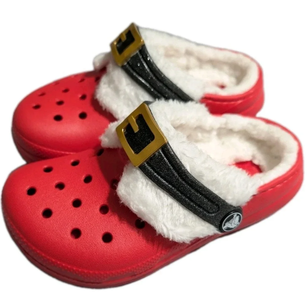 Crocs Classic Lined Santa Clog Kids C11 Red Fleece Holiday Christmas Shoes NWOT